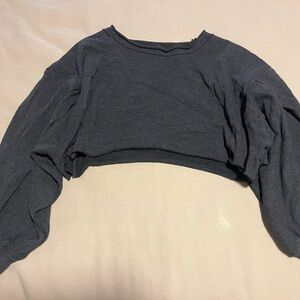 Dark Gray Long Sleeve Crop Top